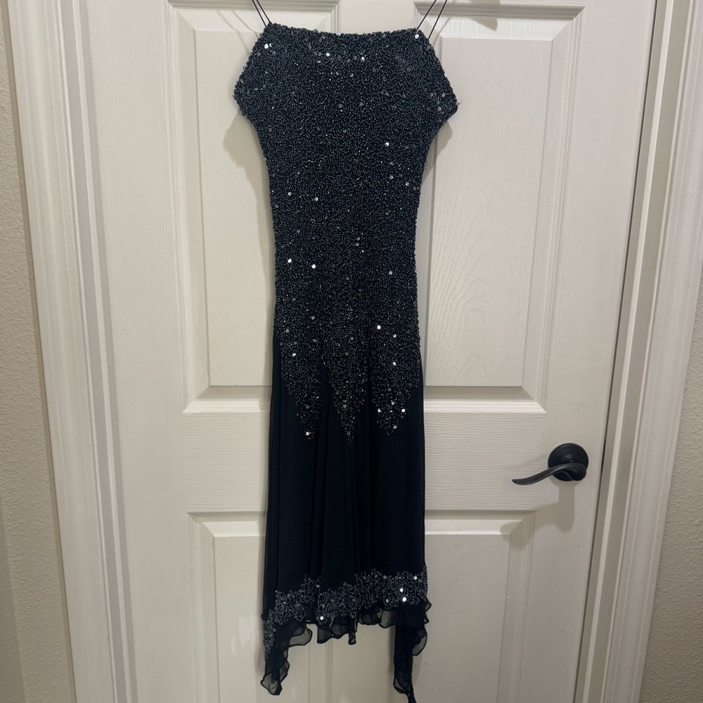Scala Black Sequin Midi Dress